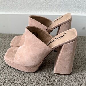 Free People Faux Suede Platform Mule Heels
